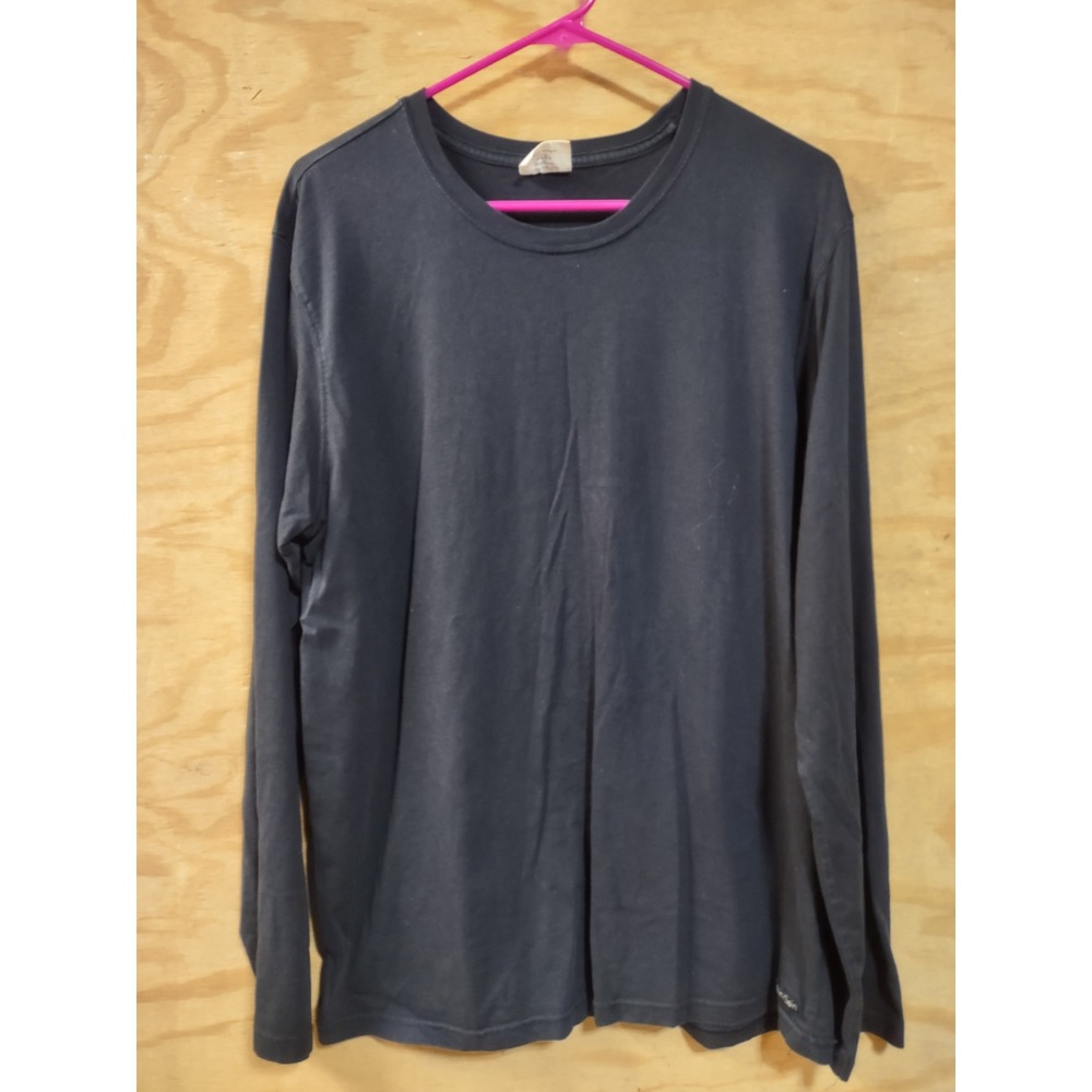 Calvin Klein Mens Long Sleeve T-Shirt Navy Blue Cotton Crew Neck Large
